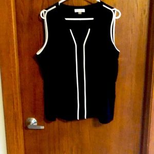 Black satin sleeveless to by Calvin Klein.